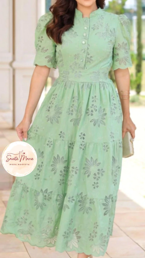Vestido MaxMidi Laise em Algodão Puro | Pureza, Romance e Modéstia - loja online