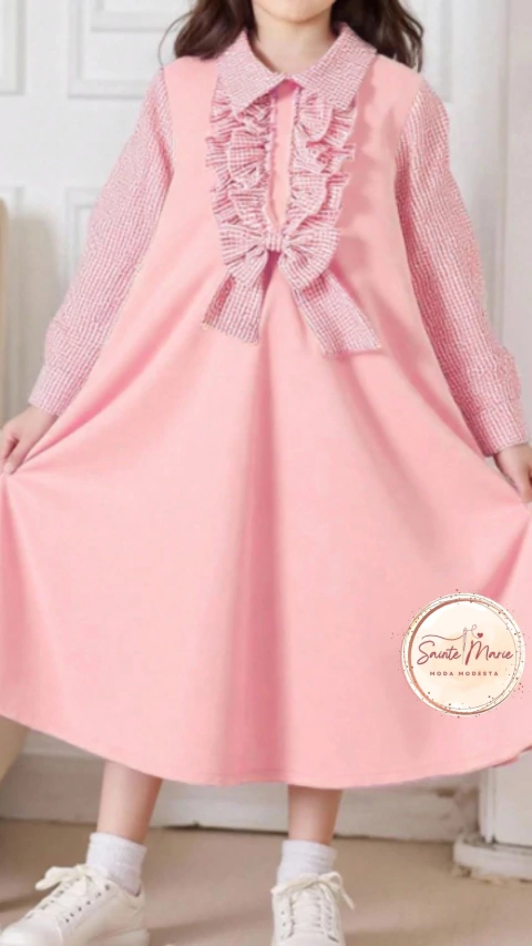 Vestido Infantil Manga Longa com Laço - PEQUENAS DONZELAS - comprar online