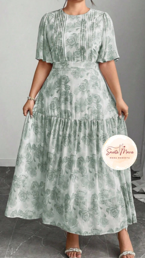 Vestido Floral Chiffon – Primaver / Verão - PLUS SIZE - loja online