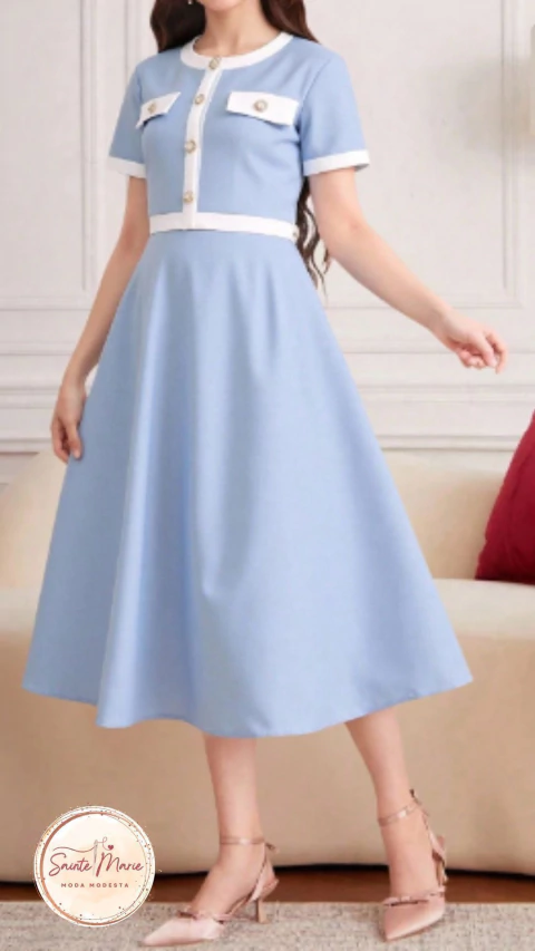 Conjunto Vestido e Cardigã- JOVENS DONZELAS - Sainte Marie Moda Modesta