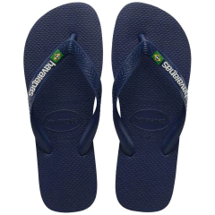 Chinelo Havaianas Logo Azul Marinho