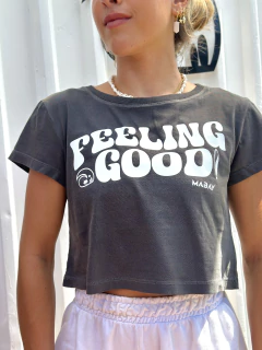 Blusa Cropped Feeling good Cinza chumbo - comprar online
