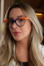 Armação para grau LGE933 azul com detalhes animal print e laranja / feminino - loja online
