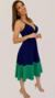 Vestido Feminino Bicolor Crepe