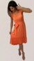 Vestido Canelado Cinto Faixa Coral na internet