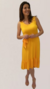 Vestido Canelado Cinto Faixa Amarelo - comprar online