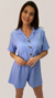 Macaquinho Feminino Botões Frontais Azul - comprar online