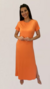 Vestido Longo Malha com Fendas cor Coral