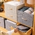 Caja plegable tipo lino gris y manija de madera - Kontainer Shop