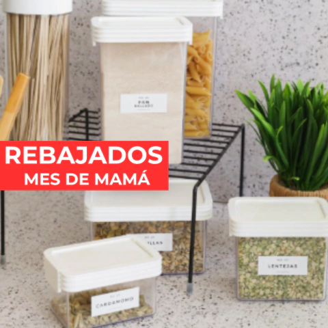 Frasco Hermético Rectangular- Tapa Blanca