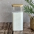 Frasco rectangular de Vidrio con tapa de bamboo en internet
