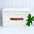 Caja plegable tipo lino natural con tapa y manija de eco cuero - Kontainer Shop