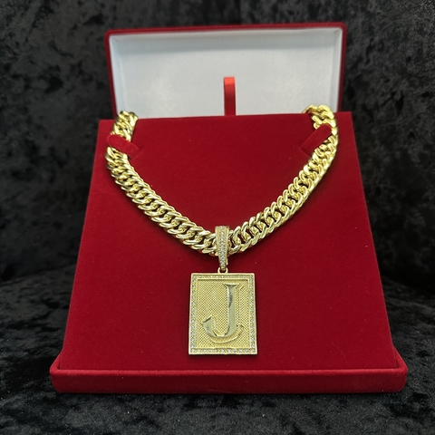 COLAR GRUMET + PINGENTE INICIAL - 13MM / 45CM