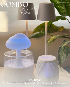 Combo Relax (1 Velador Nube con parlante + 2 veladores Desk + 1 humidificador Cebra) en internet