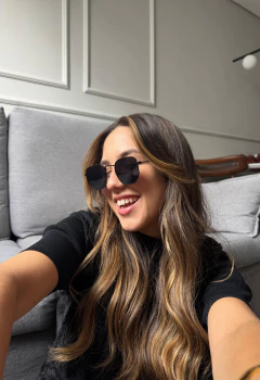 Óculos de Sol Hexagonal Preto - loja online