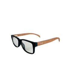 Óculos de grau quadrado preto com haste madeira - comprar online