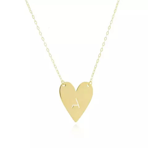 Colar Com Inicial Personalizado em Chapa de Coração