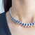 Choker Elizabeth Inspiração Swarovski Pedra Navete Azul Bic Cravejados Com Zircônias - Jonata Acessórios