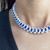 Choker Elizabeth Inspiração Swarovski Pedra Navete Azul Bic Cravejados Com Zircônias na internet