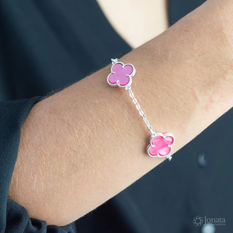Pulseira Três Trevos Rosa Barbie Virgínia
