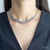 Choker Elizabeth Inspiração Swarovski Pedra Navete Azul Bic Cravejados Com Zircônias