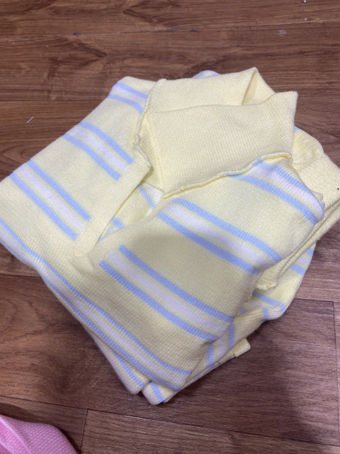 Conjunto de tricô listrado feminino - loja online