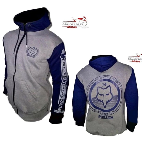 CAMPERAS ALGODON FOX COMBINADA GRIS / AZUL