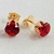 Brinco Ponto de Luz 8mm Vermelho Rubi Banhado a Ouro