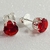 Brinco Ponto de Luz 8mm Vermelho Rubi Banhado a Prata