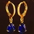 Brinco Argolinha Articulável com Gota 6x8 Azul - Banhado a Ouro - comprar online