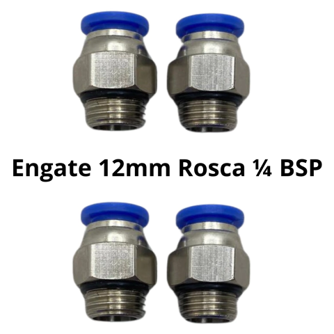4 Peças - Conector Engate Rápido Rosca 1/4 BSP para Tubo de 12mmm - comprar online