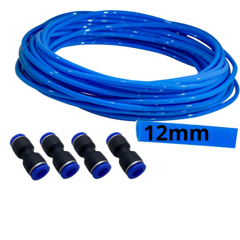10 Metros Mangueira Pneumática Tubo 12mm e 4 peças de Emendas Retas - comprar online