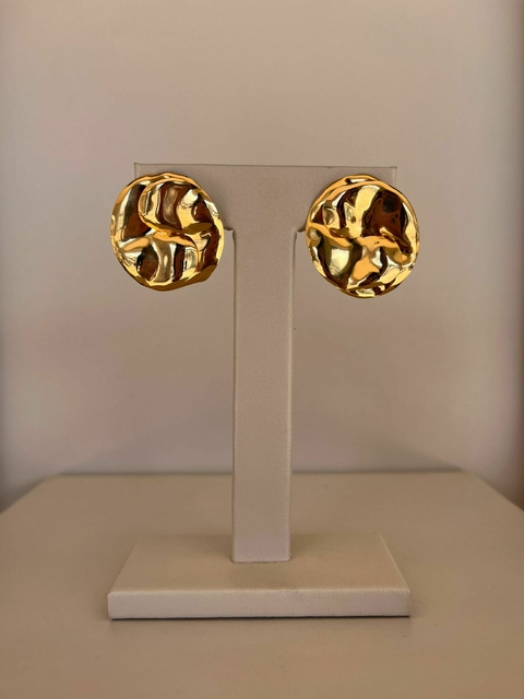 Brinco chapa feijão duplo P dourado