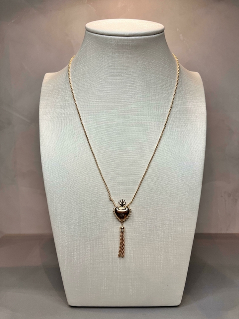 Colar fininho sagrado coração ouro amarelo Insp. Carla Amorim - comprar online