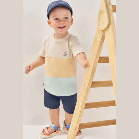 Conjunto camiseta 3 cores e bermuda Luc Boo