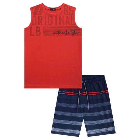 Conjunto regata vermelha e bermuda Luc Boo