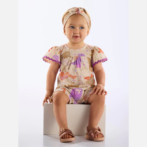 Macaquinho com faixa de cabelo dinos Up Baby