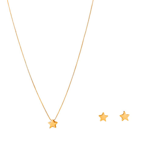 CONJUNTO PINGENTE E BRINCO ESTRELAS