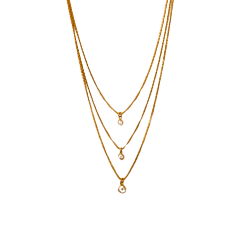 COLAR TRIPLO TRÊS ZIRCÔNIAS