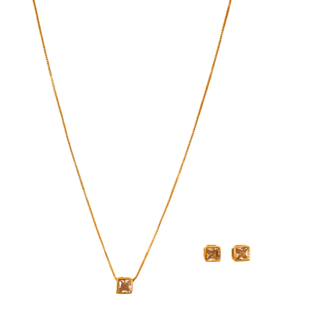 CONJUNTO PINGENTE E BRINCOS QUADRADOS