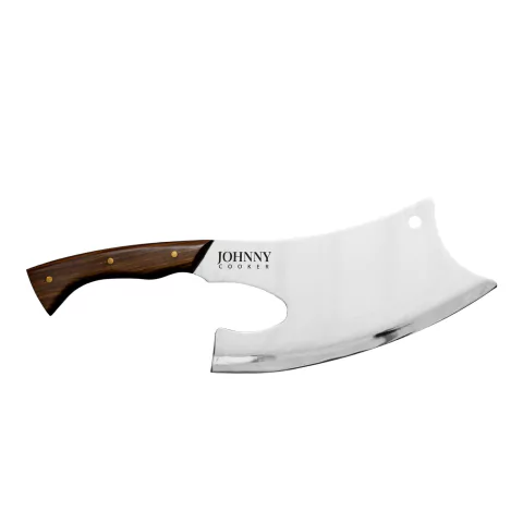 Cutelo Viking com lâmina em aço inox, cabo de madeira nobre, com acabamento polido premium, ideal para preparação de alimentos em geral em sua cozinha, além de ser perfeita para corte de churrascos, assados e grelhados.