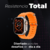 Reloj inteligente T800 Ultra con correa naranja y pantalla digital mostrando información del tiempo y la fecha.