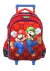 Uma mochila de rodinhas com os personagens Mario e Luigi da franquia Super Mario, em fundo vermelho.