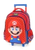 Maleta de rodinhas com estampa do personagem Mario da série Super Mario, destacando seu rosto e chapéu vermelho.