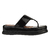 Chinelo feminino flat papete preto com detalhe brilhante e sola elevada.