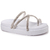 Sandália feminina rasterinha papete flatform com detalhes em strass, cor branca.