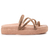 Sandália feminina rasterinha papete flatform em tom nude com detalhes em strass.