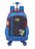 Mochila com rodinhas do Super Mario, em azul, com personagens Mario e Yoshi estampados.