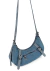Bolsa Meia Lua Jeans da marca Up4You, com alça longa e detalhes em zíper.