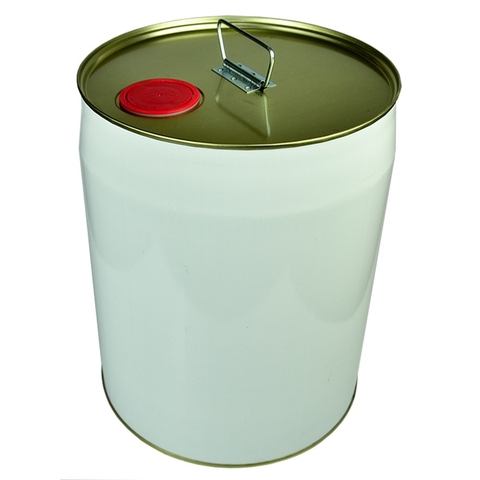 Balde Metálico 20 Litros Branco Tampa Fixa (TF) Com Bico Retrátil 57mm Vermelho